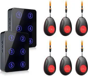 Wireless Caregiver Pager System  500+ft Range Nurse Call Button for Elderly/Disabled Patients at Home, Hospital, or Clinic  LED Number Display & Call Light Alert