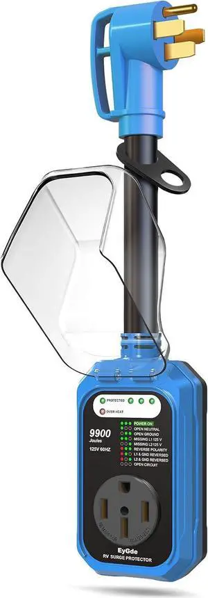 RV Surge Protector 50 Amp Waterproof, RV Circuit Analyzer with Full Electrical Protection, Power Plug Adapter Protectors for 50amp Camper Travel Trailer Accessories