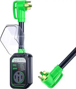 RV Surge Protectors 50 Amp Waterproof, [2025 New Upgraded] RV Circuit Analyzer, Full Protection RV Adapter Plug for Camper(Green)