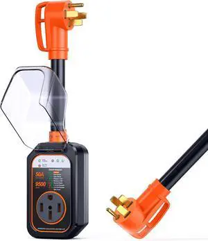 RV Surge Protectors 50 Amp Waterproof, [2025 New Upgraded] RV Circuit Analyzer, Full Protection RV Adapter Plug for Camper(Orange)