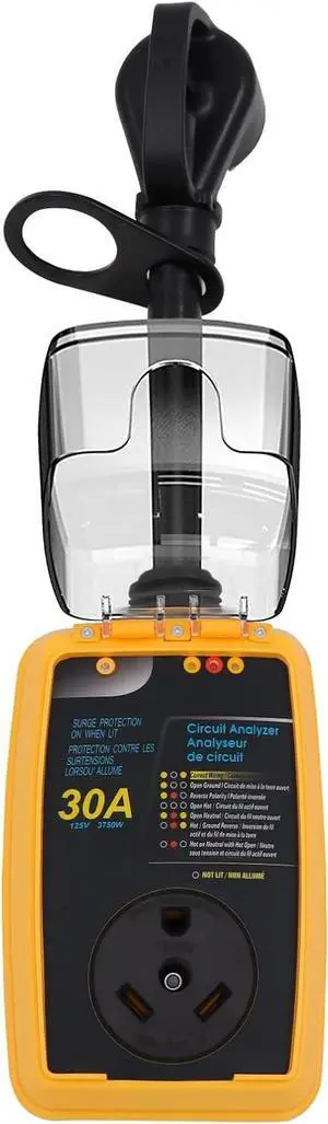 rv Surge Protector 30 Amp Smart RV Surge Protector with Waterproof Cover All-in-1 Circuit Analyzer Power Guard for RV, Camper, Trailer, Truck, Motorboat, Yacht, Mobilhome