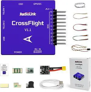 CrossFlight Flight Controller mini Size, 10 PWM Output OSD Module Integrated, Vibration Damping FC for RC Plane/3-8 Copters/Helicopter/Submarine/FPV Drone/Car/Boat/Auto Flight Route&Return