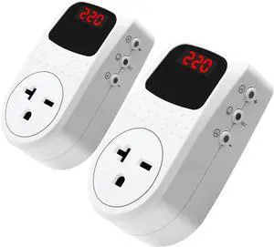 Surge Protector, Power Surge Protector Outlet, Voltage Regulator, Heavy Duty Whole House Wall Surge Protector for Home, Office, Travel, LED Indicator Light, Single Outlet, 220V, 15A, 2 Pack