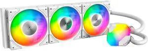 MONTECH HyperFlow ARGB 360 - AIO CPU Liquid Cooler, Intel&AMD Compatible, Chart-Topping Performance, Enhanced 3100RPM Water Pump Design, 3X Metal Pro 12 ARGB Ultimate Cooling Fans -White