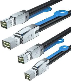 12G Mini SAS HD SFF-8644 to SFF-8644 Cable for NVMe Enclosure/Storage Array, SAN & JBOD Compatibility, 100-Ohm, 2-m(6.6ft), 2-Pack