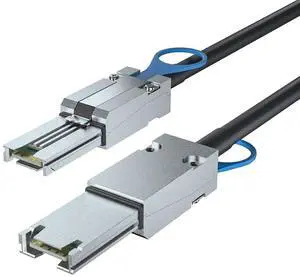 SFF-8088 to SFF-8088 External Mini SAS HD Cable, 3G/6Gbps SAS2.0 26Pin Hybrid Cable Attached SCSI for Raid, DAS, and Servers, 100-Ohm, 5-m(16.4ft)