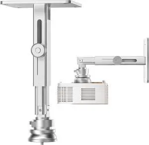 Projector Stand - Single Hole Hanging Height Adjustable Ceiling/Wall Mount, Aluminum Alloy Material, Load 33 lbs - Silver
