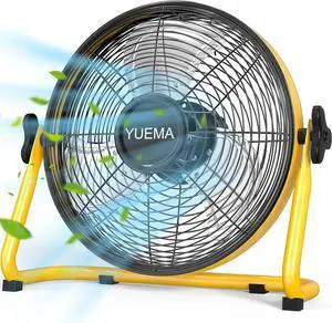 Battery Operated Floor Fan - Rechargeable Powered Fan Cordless High Velocity Metal Blade Portable Fan for Camping Travel Patio Tent Indoor Outdoor 12 Inch 360 Degree Manual Tilt 12 Speed
