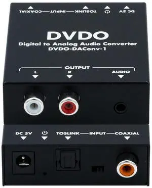 Digital to Analog Audio Converter | Coaxial/Toslink in - Analog Out | 3.5mm to Optical Audio Cable | Optical Digital Audio Converter |Supports Sampling Rate at 32, 44.1, 48 and 96KHz;