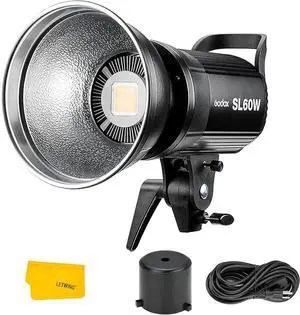 Godox SL-60W SL60W CRI95+Qa>90 5600±300K Bowens Mount LED Video Light,433MHz Grouping System,Wirelessly Adjust Brightness,for Video Recording Wedding Outdoor Shooting,W/Reflector