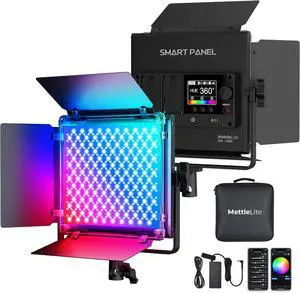 SPL210C RGB LED Video Light with APP Control, 360 Full Color RGB Panel, 2800K-8000K, CRI/TLCI 97+, 10 Scenes, Professional Photography Studio Lighting for YouTube/Stream/Photo/Video