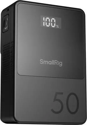 V Mount Battery VB50 Black, 50Wh / 3400mAh V Mount Battery with 45W Output, 1.5H Full Charge, with USB-C, D-TAP, USB-A, Dual DC Ports, OLED Screen, for Cameras, Phones, Camcorders, Monitors