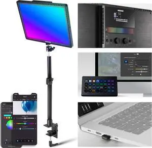 GL1C RGB 15.5" Key Light, 48W Edge Lit Soft LED Video Panel Streaming Gaming Lighting with 2.4G PC/Mac iOS/Android APP/WiFi/Stream Deck Control, Touch Bar, 2900K-7000K, Music Sync, 18 Scenes