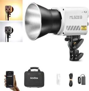 Godox70W LED Video Light ML60IIBi,2800-5600K,CRI 96+ TLCI97+ 13000LUX,Portable Continous Output Lighting for Studio Live Streaming Video Recording, Wedding,Indoor & Outdoor Shooting...