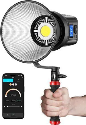 RALENO 80W LED Video Light with APP Control, 2700-6500K Bi Color Studio Lights with 12 Built-in Lighting Effects, Photography Light on Continuous Output Lighting for YouTube TikTok Video Recording