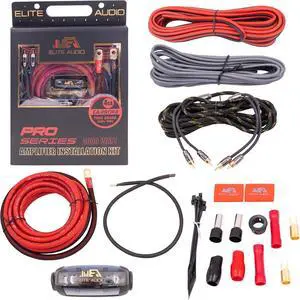 EA-PROK4 Pro Amplifier Wiring Kit - 4000W Max Power, Oxygen Free Copper Cables, Brass ANL Fuse Holder, 4 Gauge