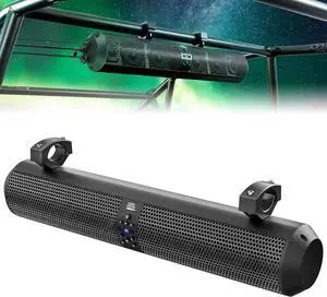 UTV Sound Bar 28 Inch ATV Soundbar 4X Subwoofers 2X Tweeters Bluetooth Golf Cart Sound Bar Compatible with Polaris RZR Can-Am Defender X3 CFMOTO ZFORCE, for 1.56"- 2.25" Roll Cage