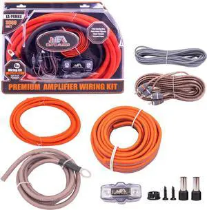 Premium Series 0-Gauge Amp Kit - 3600W Max Power, Copper Clad Aluminum Wire, Triple-Shielded RCA Cables, High-Power Capacity, Mini-ANL Fuse Holder, Car Amplifier Install Kit - EA-PRMK0