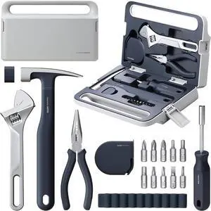 16-Piece Home Tool Kit, Basic Hand Tool Set with Storage Box  Includes Screwdriver, Wrench, Hammer, Tape Measure, Plier  Ideal for Household, Garage, Office, Dorm Repairs & DIY Projects