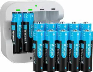 Rechargeable AA Lithium Batteries 12 Pack 3500mWh Double A 1.5v rechargeabel Lithium-ion Batteries with 2h Fast Charger, Constant Output, 1600 Cycles Long-Lasting for Household Office Devices