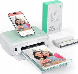 Photo Printer, Picture Printer with 54 Sheets (4"x6") & 1 Cartridges, Support AR Video Printing, Wi-Fi Connection, Portable Photo Printer for iPhone/Android/Laptop