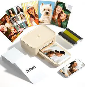 CP4100 Photo Printer - Plus 4x6 Bluetooth Instant Picture Printer with 20 Sheets & Ribbon - Wi-Fi, Premium Dye Sublimation - 300 DPI Display Resolution - Editing App for Fun, Creative Photos