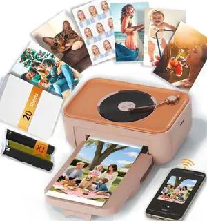 CP6000 Photo Printer 4x6'', Full Color Picture Printer, Wi-Fi Wireless Instant Photo Printers for Home Use (20 Papers & 1 Ribbon) for iOS Android, Thermal Dye Sublimation, AR Video, Fun App, Pink