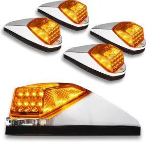 TRUE MODS Amber LED Cab Marker Light Kit for Semi Truck [DOT FMVSS 108] [SAE P2PC] [Universal Fit] [Reflector Lens] [Waterproof] Roof Lights for Peterbilt Freightliner International Kenworth Mack