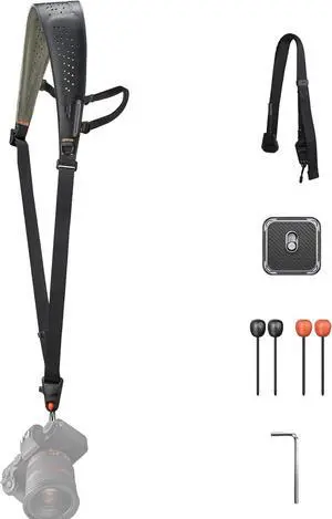 Camera Strap Pro, Professional Camera Harness with Detachable Underarm Strap QR Camera Shoulder Straps, Leather Ergonomic Shoulder Pad Neck Strap for DSLR/Mirrorless Cameras, Black