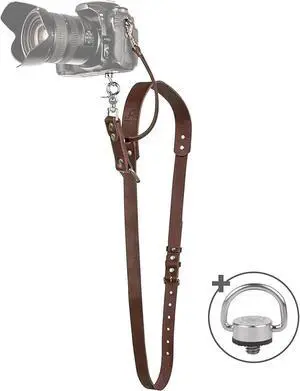 Leather Camera Strap for One Camera - Professional Single Leather Harness Shoulder Strap Quick Release Gear DSLR/SLR, Camera Accessories for Photography, Brown