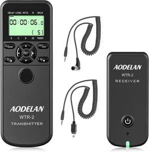 WTR2 Wireless Shutter Release Timer Remote Control for Nikon Z6, Z7, Coolpix P1000, D850, D810, D700, D4, D5, D4s, D3100, D5000, D7200, D600, D610, D750, D3200, D3300; Replace MC-DC2, MC-36 WTR2 Wireless Shutter Release Timer Remote Control for Nikon Z6, Z7, Coolpix P1000, D850, D810, D700, D4, D5, D4s, D3100, D5000, D7200, D600, D610, D750, D3200, D3300; Replace MC-DC2, MC-36