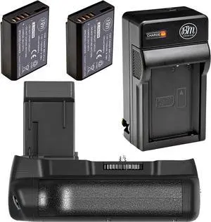 Battery Grip Kit for Canon EOS Rebel T3, T5, T6, 1100D, 1200D, 1300D Digital Camera - Includes 1100DN Battery Grip Replacement + Qty 2 LP-10 Batteries + Battery Charger