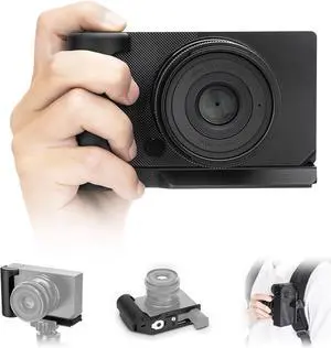 Metal L Bracket Handgrip Hand Grip for Sigma BF Aluminum Alloy Handle Compatible with Peak Design Capture Camera Clip,with Built-in Arca Quick Design & Battery Compartment Opening Microfiber Pad-Black