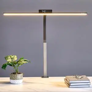 3400 Lumen Architect Desk Lamp with Clock for Home Office, 31.5W x 27H, Ultra Bright Auto-Fill Brightness Desk Lamps with Timer, Gooseneck Touch LED Light for Work/Study/Read (Clamp)