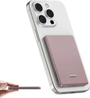 Magnetic Portable Charger PowerBank, 5,000mAh Mag Slim Wireless Power Bank with USB C PD 20W QC3.0 Wired fast charging, Battery Pack Compatible with iPhone 17/16/16 Pro/16 Pro Max/15/15 Pro Series