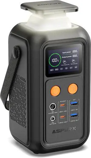 Portable Power Station, 192Wh LiFePO4 Battery with 200W Output, Dual 140W PD3.1 Fast Charging, Smart Display, 60,000mAh DC Laptop Power Bank Station for Outdoor Travel, Camping, Home, Emergency