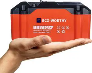 Portable 12V Lithium Battery, 12.8V 20Ah Lithium Iron Phosphate DEEP CYCLE BATTERY, Built-in BMS, 4000+ Cycles, Perfect for Outdoor Camping Fishing RV Marine Trolling Motor Fishfinder