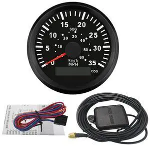 Marine GPS Speedometer Speedo Gauge 35MPH with Backlight for Boat Yacht Ship Vessel 3-3/8'' (85mm) 12 24 Volt (LED Shows Course not Odometer)