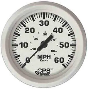 Beede Instruments  33147 Dress Speedometer GPS Studded 4" - White, 60 MPH