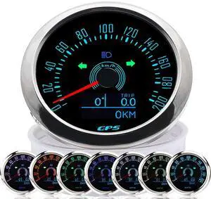 85mm GPS Speedometer Gauge 0200KM/H Boat Speedometer Waterproof Marine Speed Gauge Meter with COG Trip Total Mileage for Car Truck Motorcycle 7 Colors Backlit 9-32V