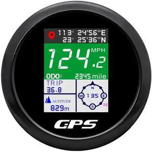 GPS Speedometer 85mm 3-3/8" Digital Boat GPS Speedometer Gauge Waterproof MPH Knots Km/h Adjustable for Car Marine Truck Motorcycle 9-32V (All Black)