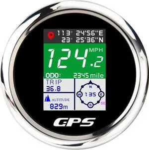 GPS Speedometer 85mm 3-3/8" Digital Boat GPS Speedometer Gauge Waterproof MPH Knots Km/h Adjustable for Car Marine Truck Motorcycle 9-32V (Black)