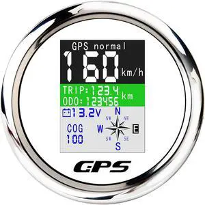 GPS Speedometer 3-3/8" 85mm Boat GPS Speedometer Odometer Waterproof White Antenna TFT Screen Digital MPH Knots Km/h for Boat Marine 9-32V Car
