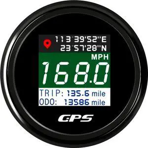 GPS Speedometer 2-1/16" 52mm Digital Boat GPS Speedometer Gauge MPH Km/h Knot TFT Screen Antenna Odometer for AUTO Car Marine (Black)