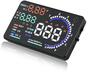 Windshield Heads Up Display for Car  OBD2 Digital Speedometer with OBDII/EUOBD Interface HUD Car Speedometer MPH with Water Temperature, Mileage, RPM, Alarms for OBDII/EOBD Vehicles (2008+)