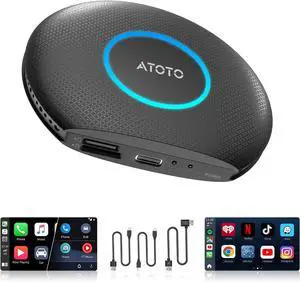 Magic Ai Box for Wireless Carplay/Android Auto Wireless, 6-in-1 Ai Box, 4G LTE, GPS, DriveChat, Dual Bluetooth/WiFi, Plug & Play for 2016+ Wired CarPlay/Android Auto