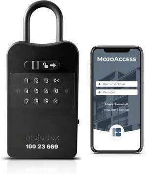 , Digital Lockbox, Bluetooth Key Lockbox, iOS/Android App Remotely Generates Offline Access Codes for 1 Time Use, Temporary Use, Permanent Use, and Exact Dates/Times Without Internet