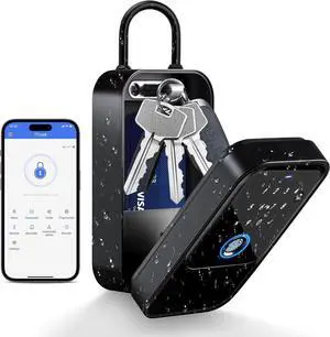 Smart Key Box - Advanced Fingerprint Recognition, App Control, Manual Keys, Access Card - Weatherproof, Wall Mounted & Door Hanging for Home, Airbnb, Realtor and Office