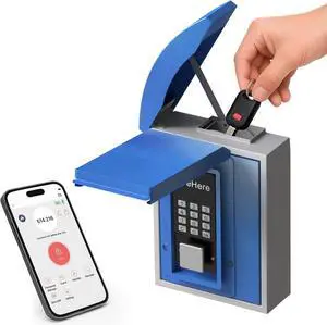 Key Lock Box Wall Mount with Key Drop Slot, Smart Digital Lockbox, OTP/APP Bluetooth/Wi-Fi/Fixed Code/Key Unlock, Key Safe Security Storage for House Outside, Realty Business, Apartment, Store