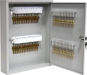 Fort Knox Key Holder Cabinet - 60-Key Cabinet - 60 Easy-to-Write-On Key Tags - Piano Hinged Door - Standard Keyed Lock - Steel Construction - Key Lock Box